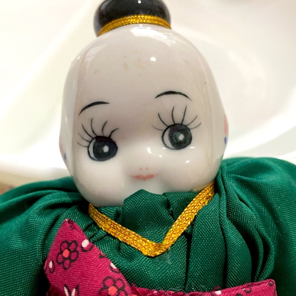 Vintage 1980s Asian Doll With Porcelain Head, Hands & Shoes. Made in Thailand.EC